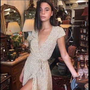 Brandy Melville Robbie Wrap Dress Yellow Floral